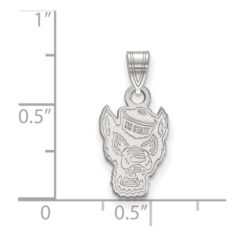Sterling Silver Rhodium Plated Logoart North Carolina State University Wolf Small Pendant