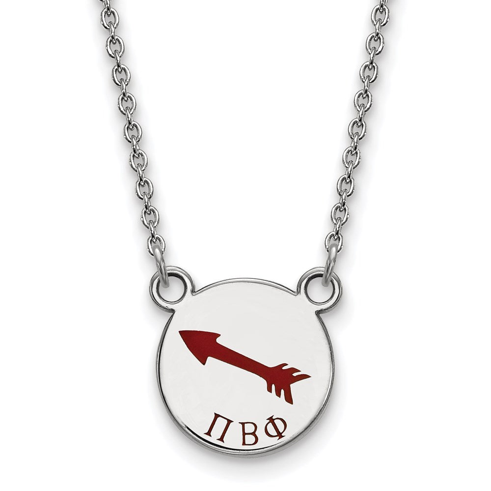 Sterling Silver Rhodium Plated Logoart Pi Beta Phi Sorority Symbol Small Color Enamel Pendant 18 Inch Necklace