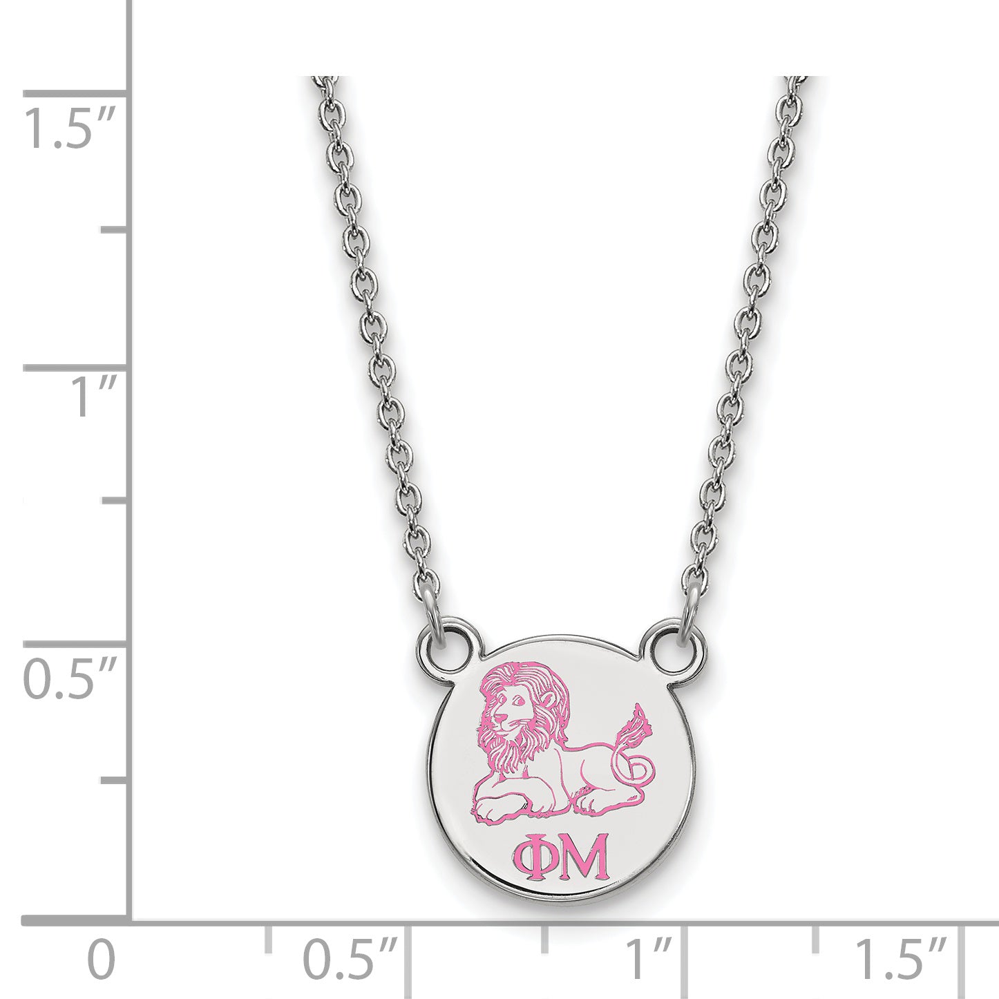 Sterling Silver Rhodium Plated Logoart Phi Mu Sorority Symbol Extra Small Color Enamel Pendant 18 Inch Necklace