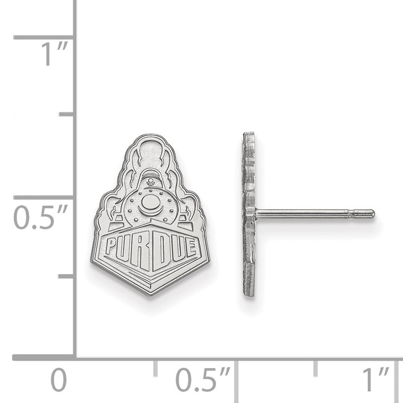 Sterling Silver Rhodium Plated Logoart Purdue University Boilermakers Train Logo Small Post Earrings
