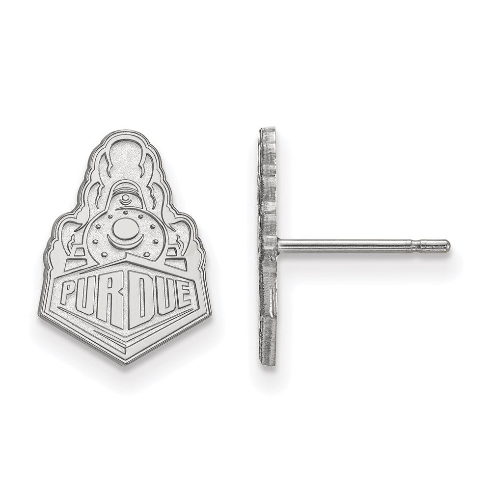 10K White Gold Logoart Purdue University Boilermakers Train Logo Small Post Earrings
