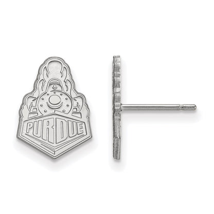10K White Gold Logoart Purdue University Boilermakers Train Logo Small Post Earrings