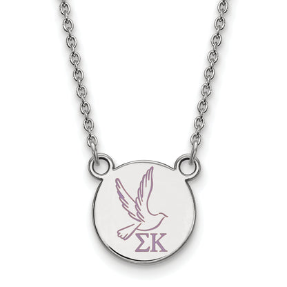 Sterling Silver Rhodium Plated Logoart Sigma Kappa Sorority Symbol Small Color Enamel Pendant 18 Inch Necklace