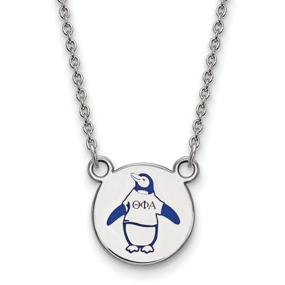 Sterling Silver Rhodium Plated Logoart Theta Phi Alpha Sorority Symbol Small Color Enamel Pendant 18 Inch Necklace