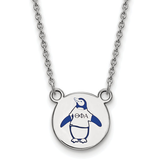 Sterling Silver Rhodium Plated Logoart Theta Phi Alpha Sorority Symbol Small Color Enamel Pendant 18 Inch Necklace