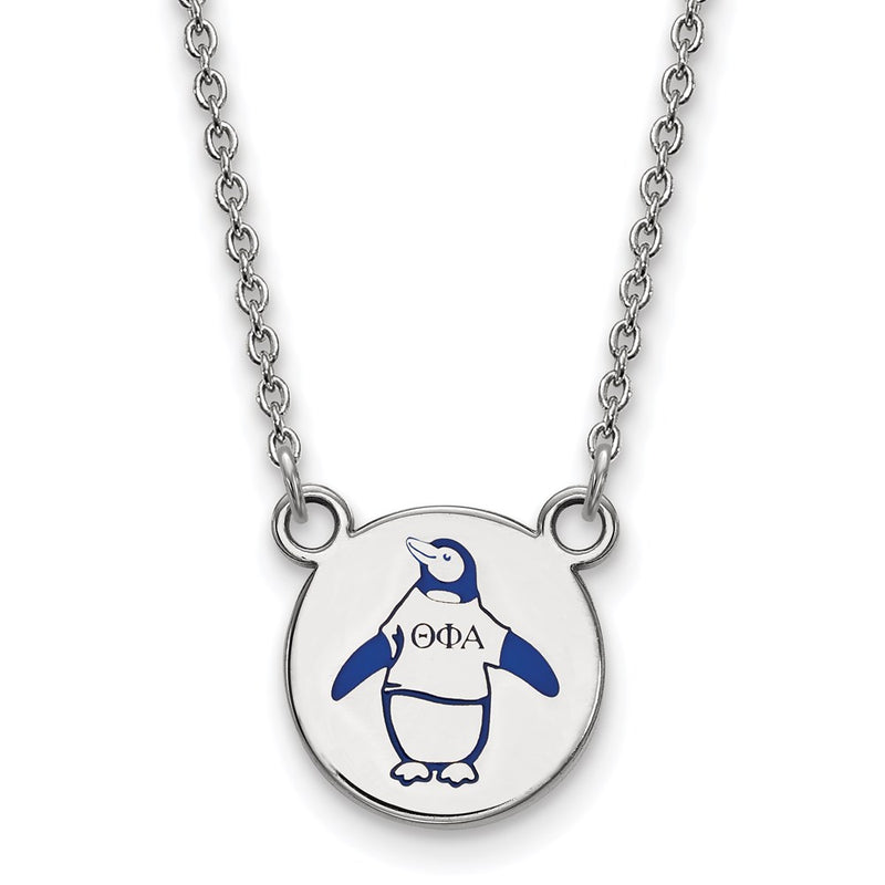 Sterling Silver Rhodium Plated Logoart Theta Phi Alpha Sorority Symbol Small Color Enamel Pendant 18 Inch Necklace