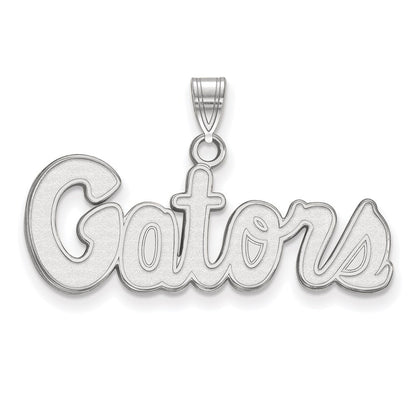 14K White Gold Logoart University Of Florida Gators Script Small Pendant
