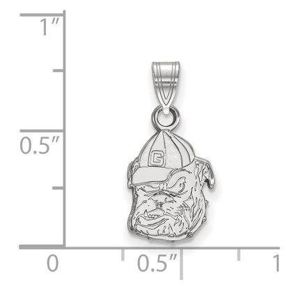 Sterling Silver Rhodium Plated Logoart University Of Georgia Bulldog Small Pendant