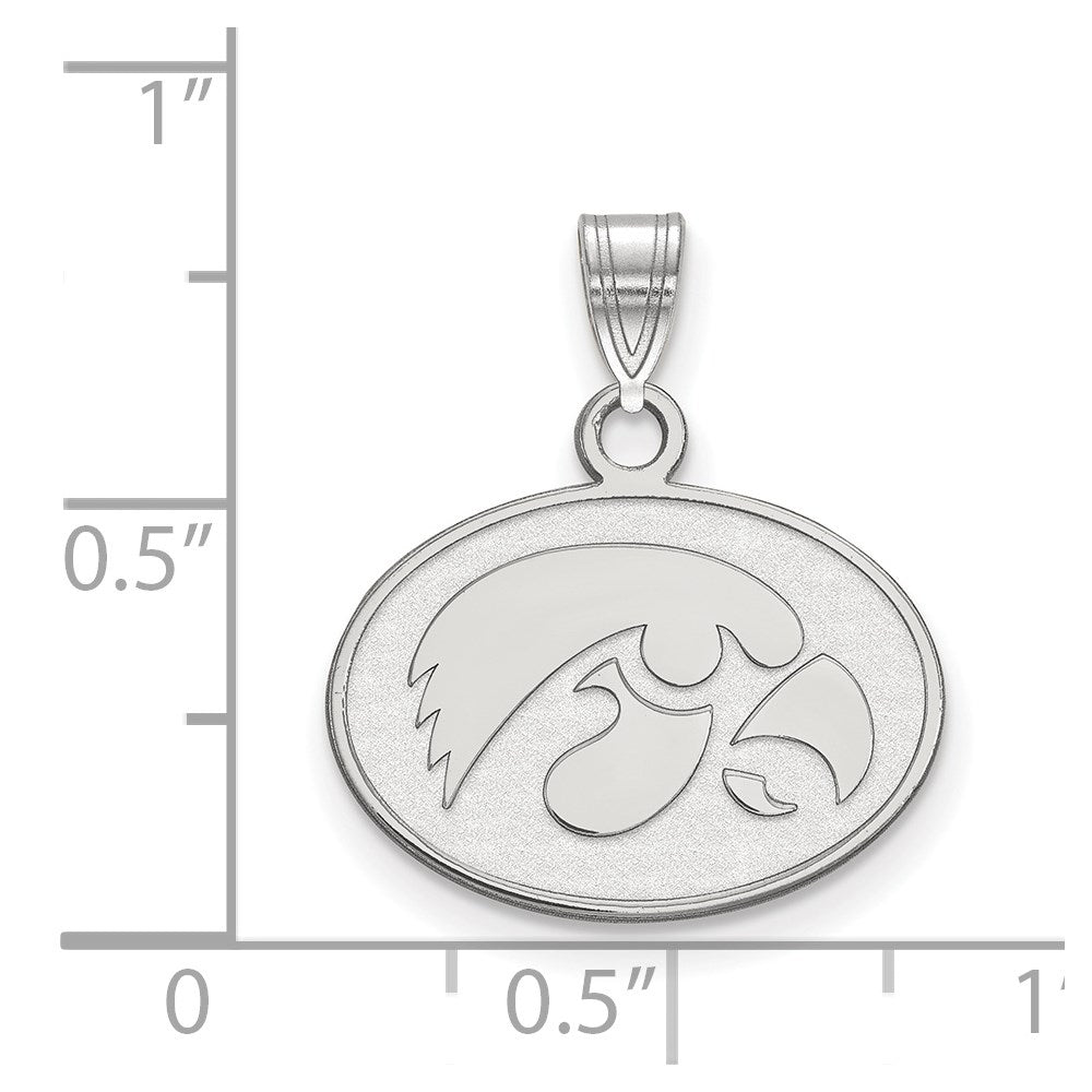 10K White Gold Logoart University Of Iowa Hawk Small Oval Pendant