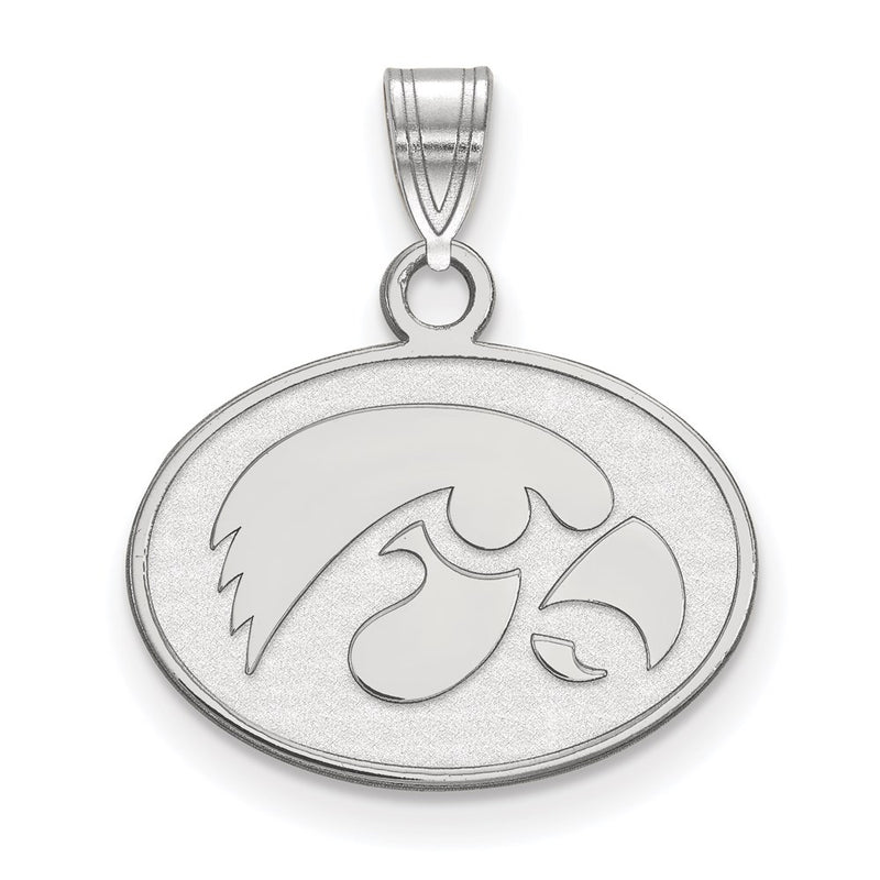 10K White Gold Logoart University Of Iowa Hawk Small Oval Pendant