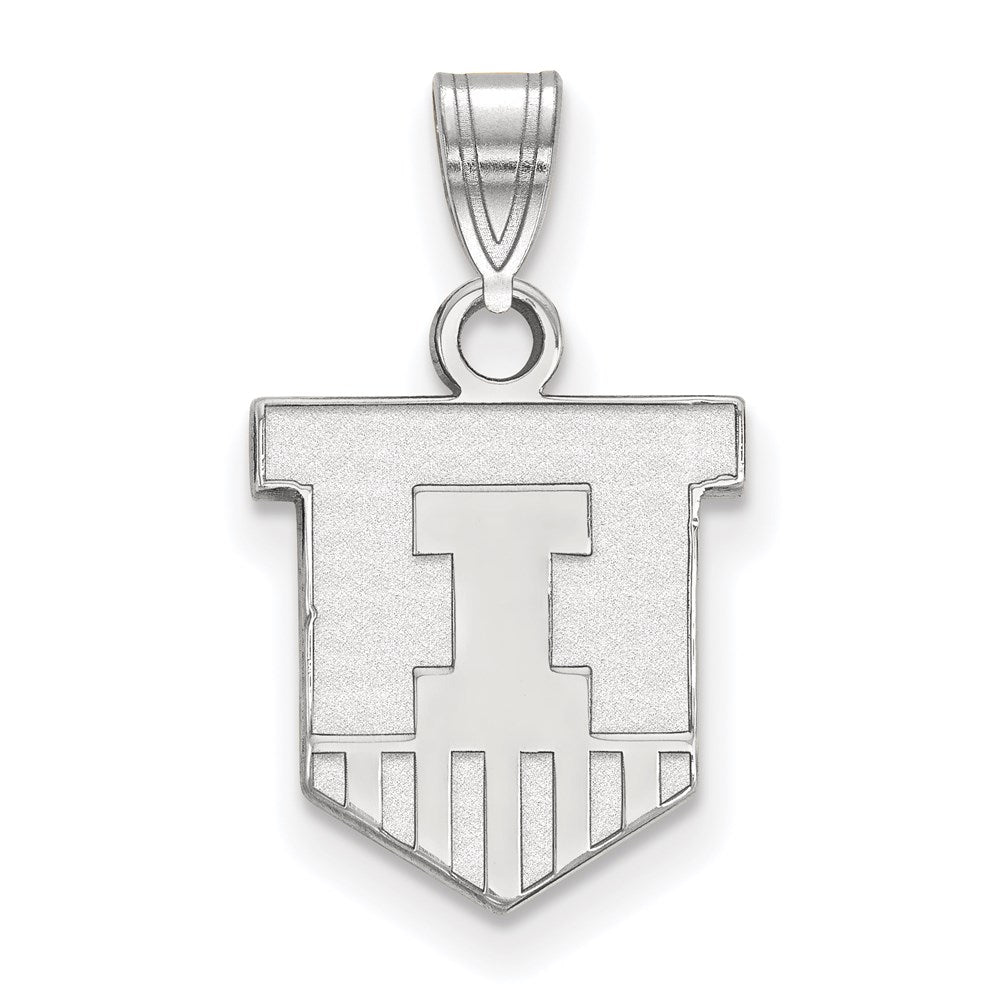 Sterling Silver Rhodium Plated Logoart University Of Illinois Victory Badge Small Pendant