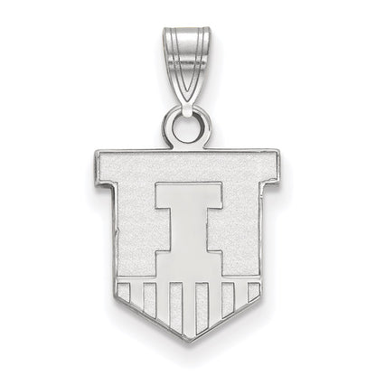 Sterling Silver Rhodium Plated Logoart University Of Illinois Victory Badge Small Pendant