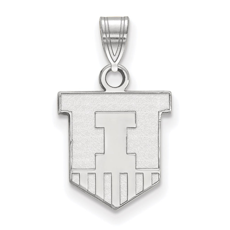 Sterling Silver Rhodium Plated Logoart University Of Illinois Victory Badge Small Pendant
