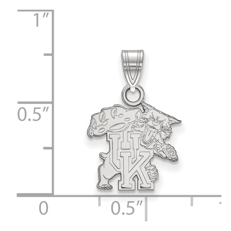 Sterling Silver Rhodium Plated Logoart University Of Kentucky U K Wildcat Small Pendant