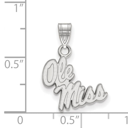 10K White Gold Logoart University Of Mississippi Ole Miss Small Pendant