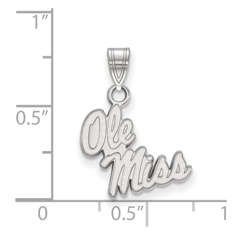 Sterling Silver Rhodium Plated Logoart University Of Mississippi Ole Miss Small Pendant