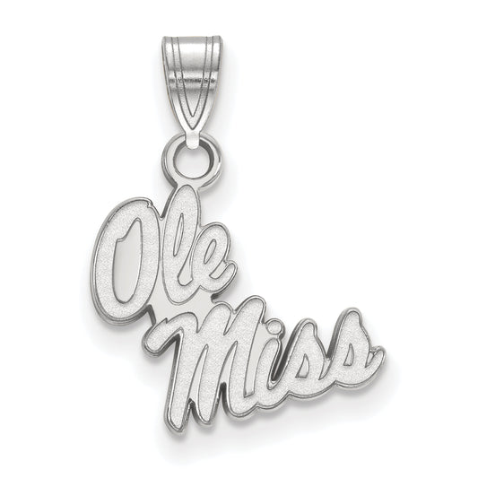 10K White Gold Logoart University Of Mississippi Ole Miss Small Pendant