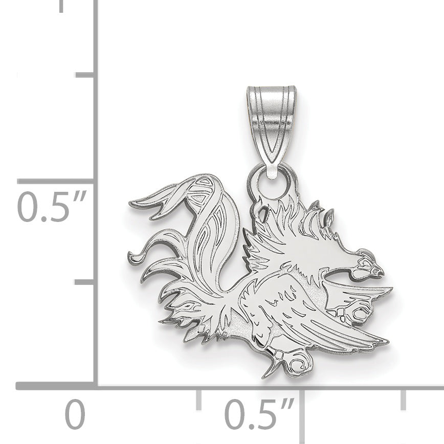 10K White Gold Logoart University Of South Carolina Gamecock Small Pendant