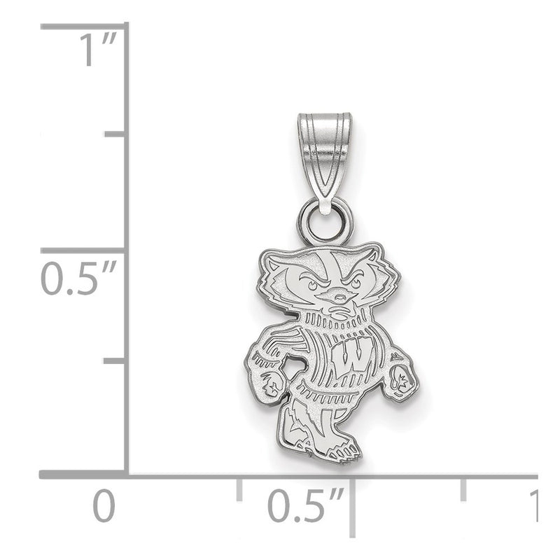 14K White Gold Logoart University Of Wisconsin Badger Small Pendant