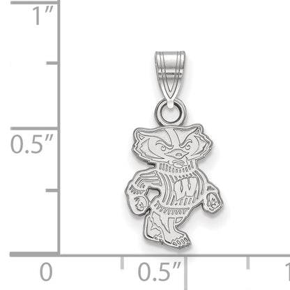 10K White Gold Logoart University Of Wisconsin Badger Small Pendant