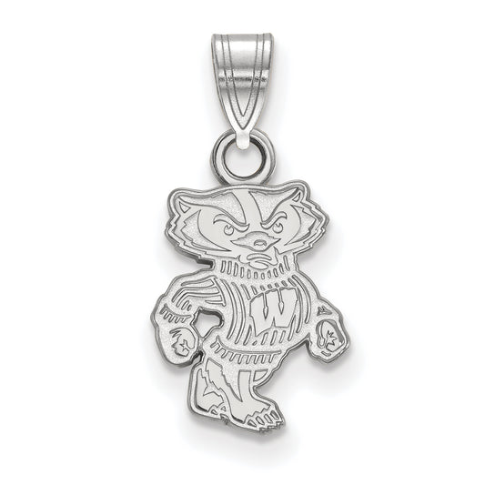 10K White Gold Logoart University Of Wisconsin Badger Small Pendant