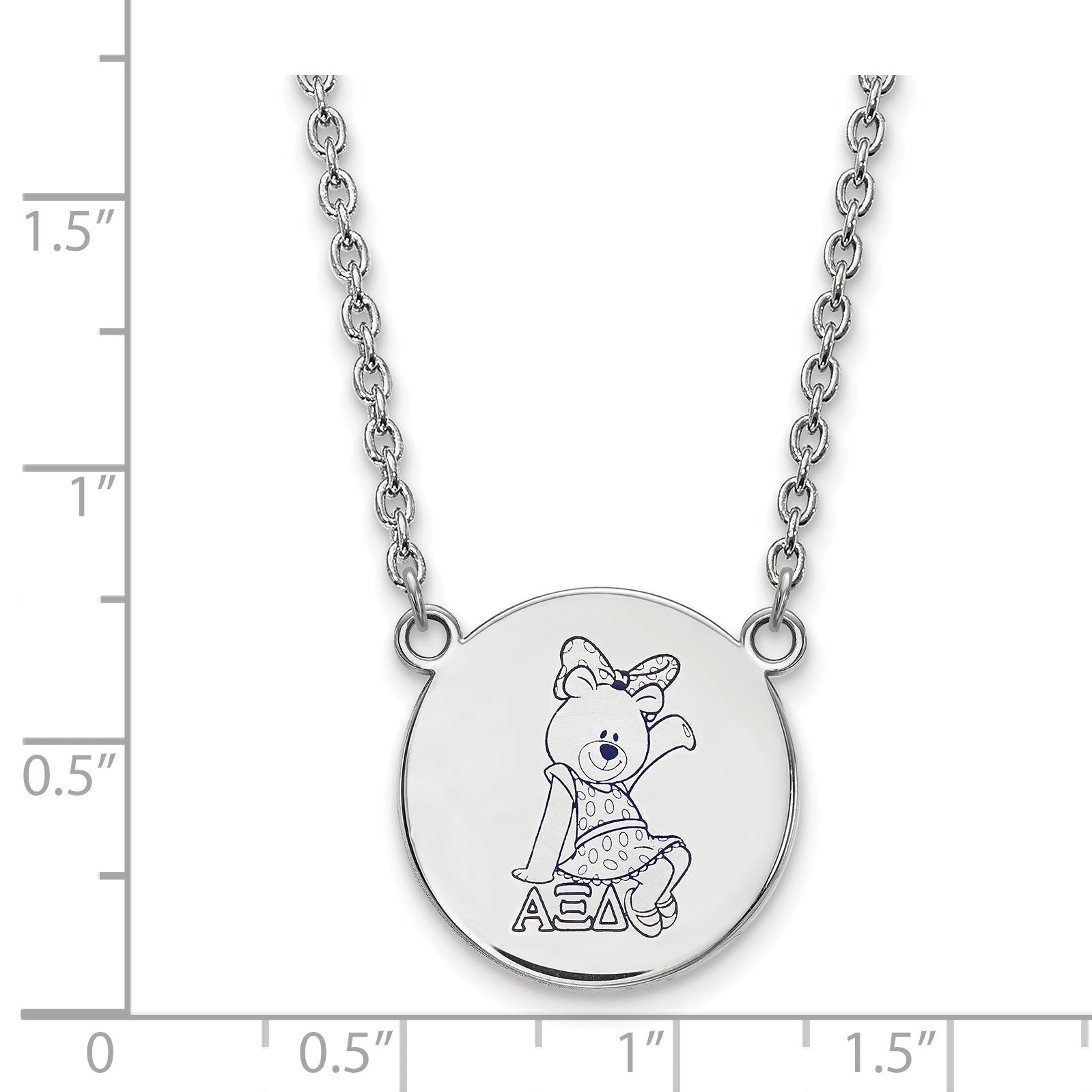 Sterling Silver Rhodium Plated Logoart Alpha Xi Delta Sorority Symbol Large Color Enamel Pendant 18 Inch Necklace