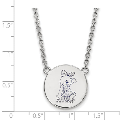 Sterling Silver Rhodium Plated Logoart Alpha Xi Delta Sorority Symbol Large Color Enamel Pendant 18 Inch Necklace
