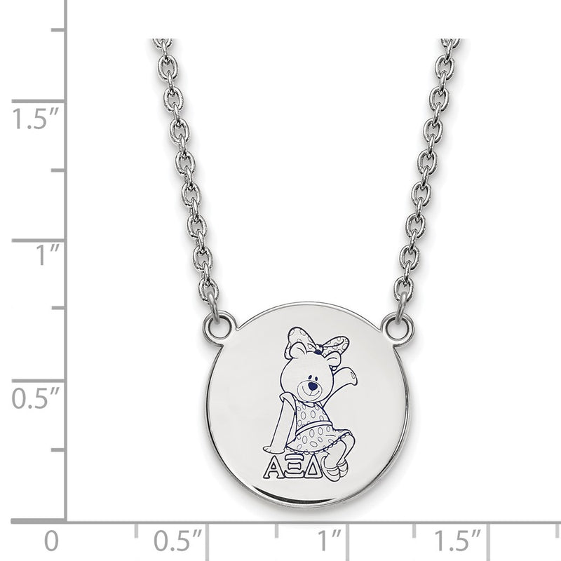 Sterling Silver Rhodium Plated Logoart Alpha Xi Delta Sorority Symbol Large Color Enamel Pendant 18 Inch Necklace