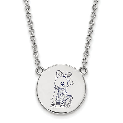 Sterling Silver Rhodium Plated Logoart Alpha Xi Delta Sorority Symbol Large Color Enamel Pendant 18 Inch Necklace