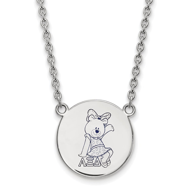 Sterling Silver Rhodium Plated Logoart Alpha Xi Delta Sorority Symbol Large Color Enamel Pendant 18 Inch Necklace