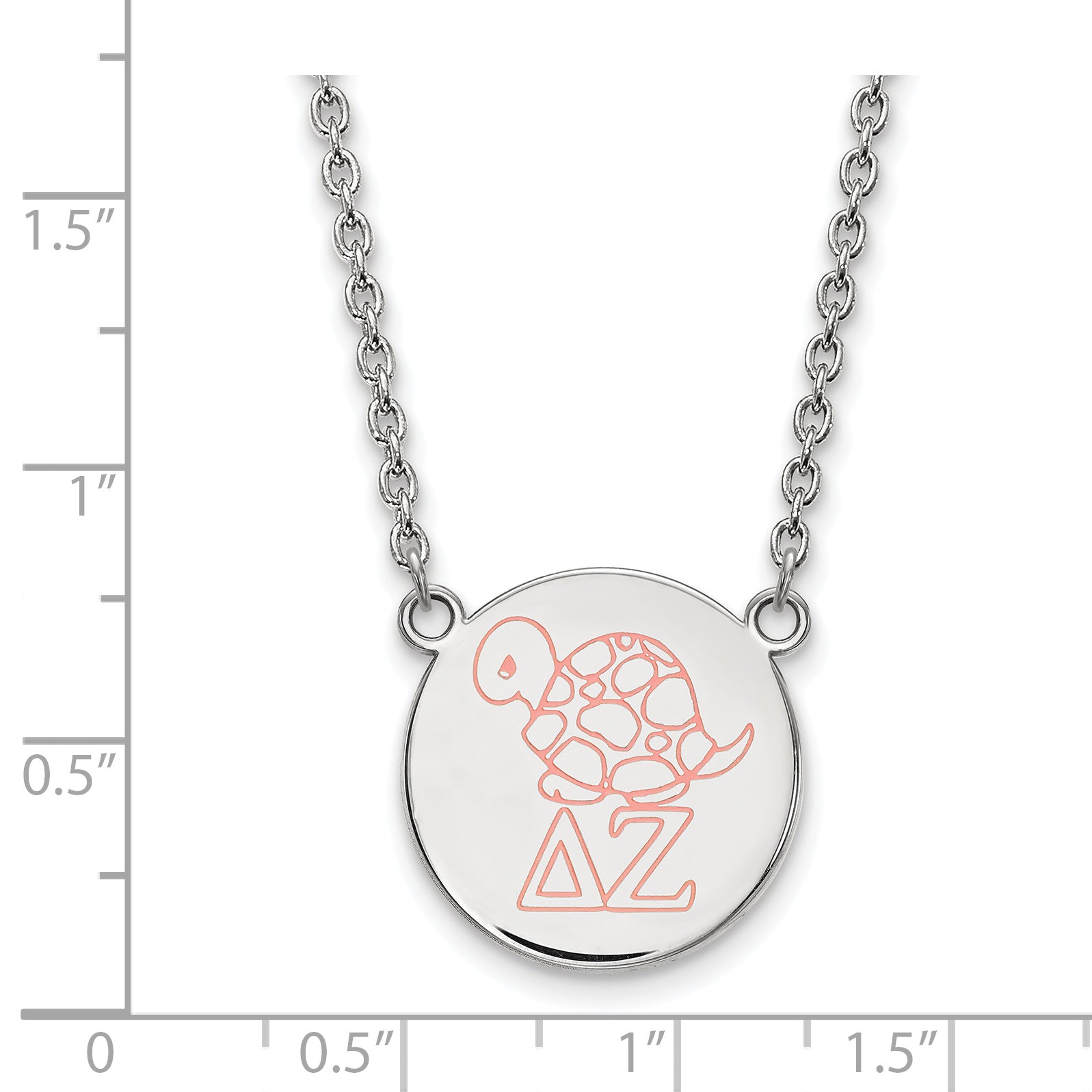 Sterling Silver Rhodium Plated Logoart Delta Zeta Sorority Symbol Large Color Enamel Pendant 18 Inch Necklace