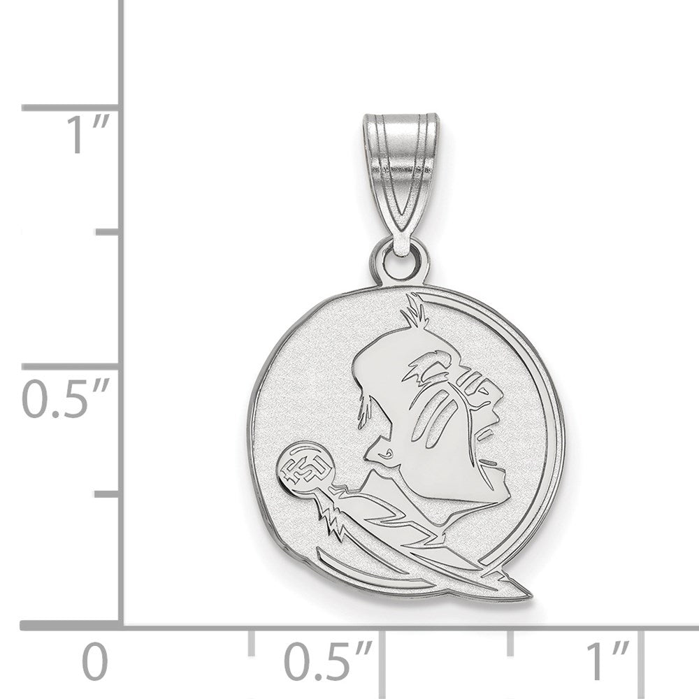10K White Gold Logoart Florida State University Seminole Medium Pendant