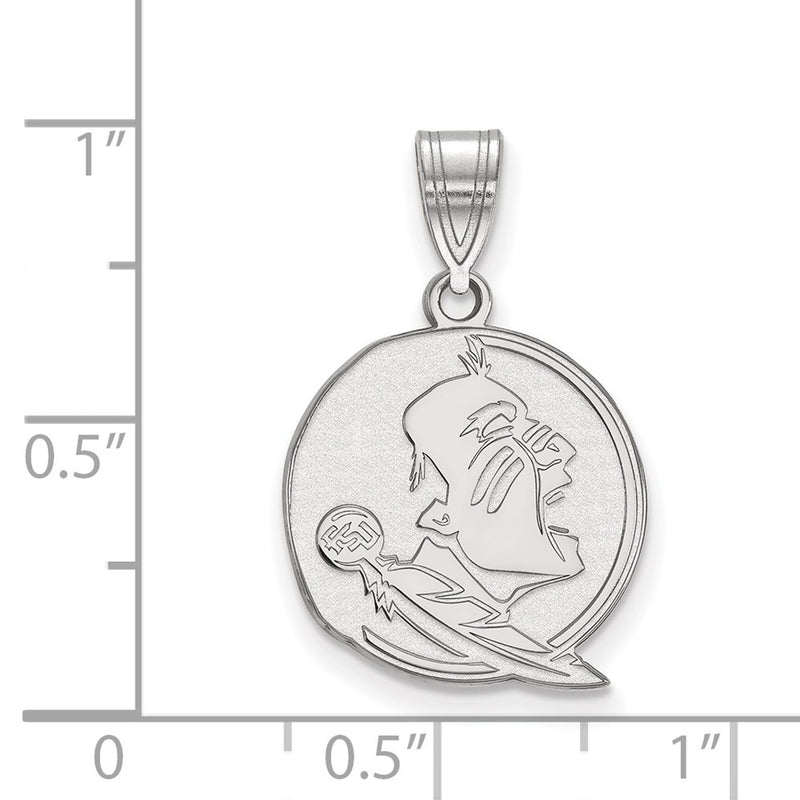 10K White Gold Logoart Florida State University Seminole Medium Pendant