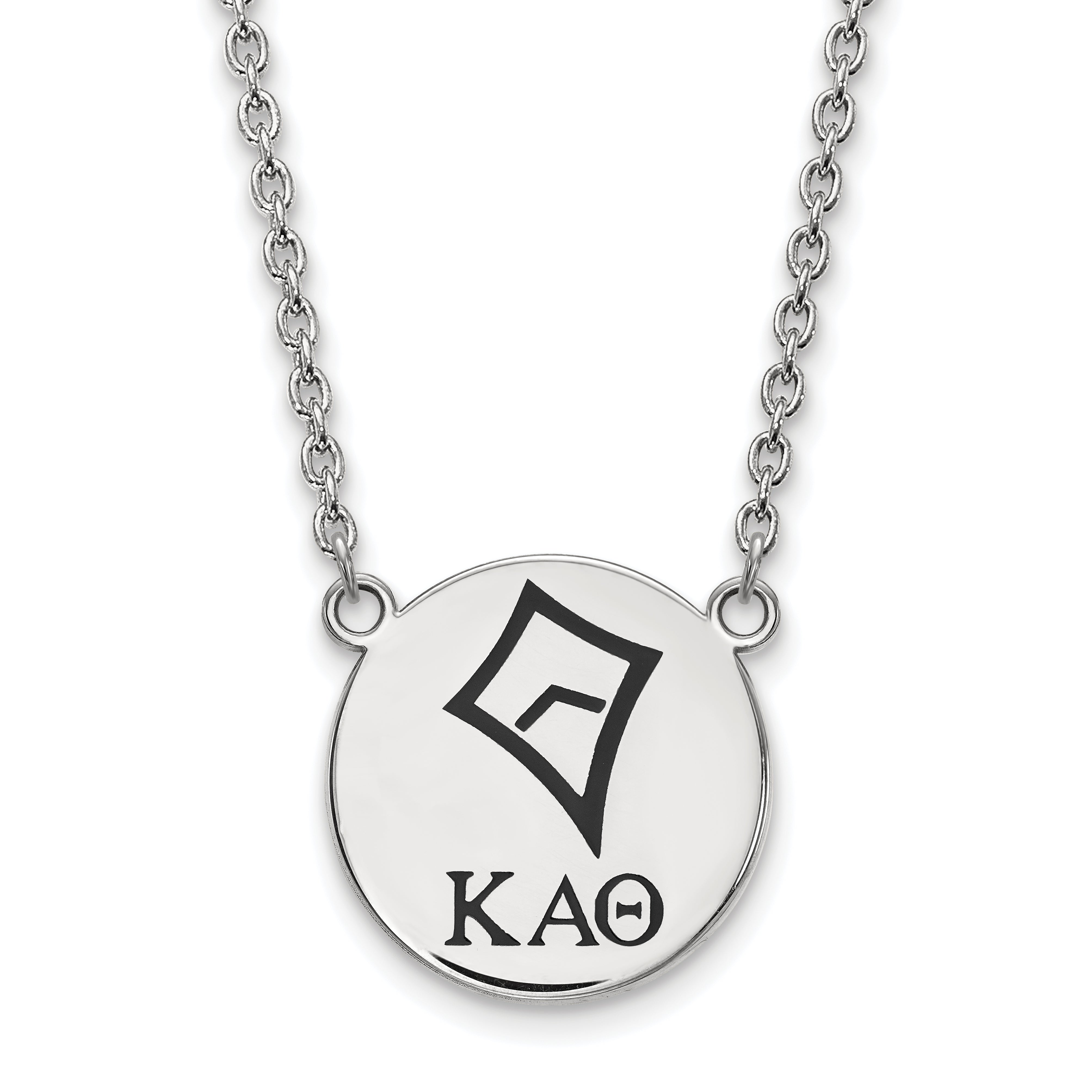Sterling Silver Rhodium Plated Logoart Kappa Alpha Theta Sorority Symbol Large Color Enamel Pendant 18 Inch Necklace