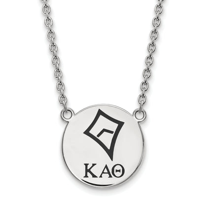 Sterling Silver Rhodium Plated Logoart Kappa Alpha Theta Sorority Symbol Large Color Enamel Pendant 18 Inch Necklace