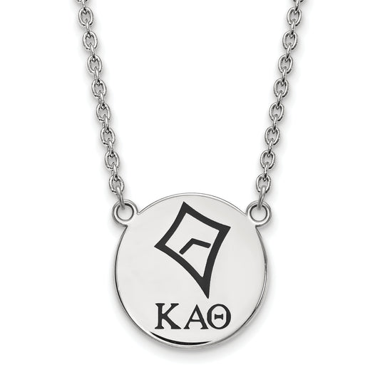 Sterling Silver Rhodium Plated Logoart Kappa Alpha Theta Sorority Symbol Large Color Enamel Pendant 18 Inch Necklace