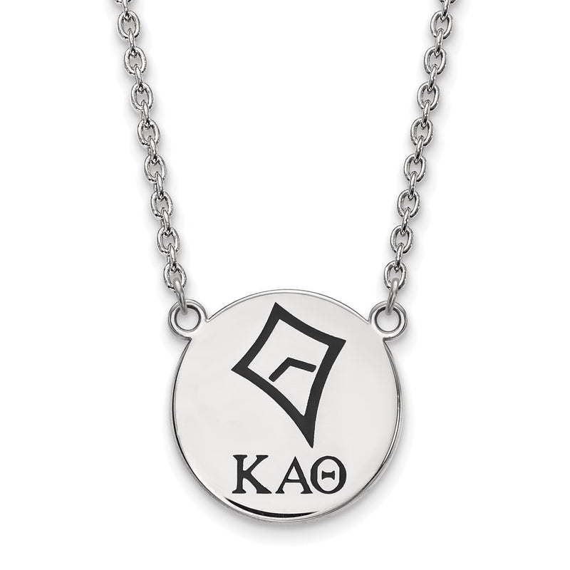 Sterling Silver Rhodium Plated Logoart Kappa Alpha Theta Sorority Symbol Large Color Enamel Pendant 18 Inch Necklace