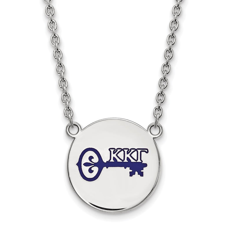 Sterling Silver Rhodium Plated Logoart Kappa Gamma Sorority Symbol Large Color Enamel Pendant 18 Inch Necklace