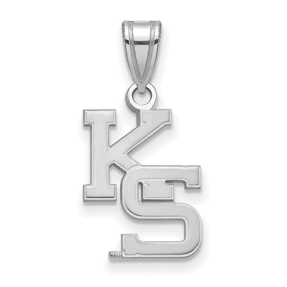 Sterling Silver Rhodium Plated Logoart Kansas State University K S Medium Pendant