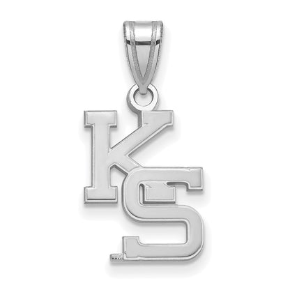 Sterling Silver Rhodium Plated Logoart Kansas State University K S Medium Pendant