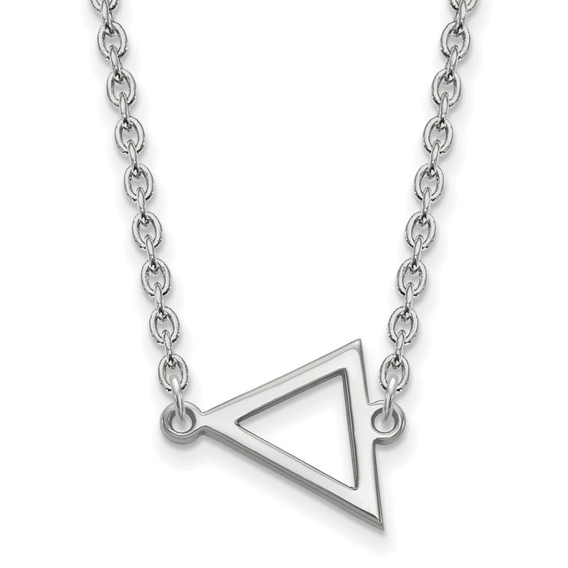 Sterling Silver Rhodium Plated Logoart Miami University Ohio Small Triangle Pendant 18 Inch Necklace