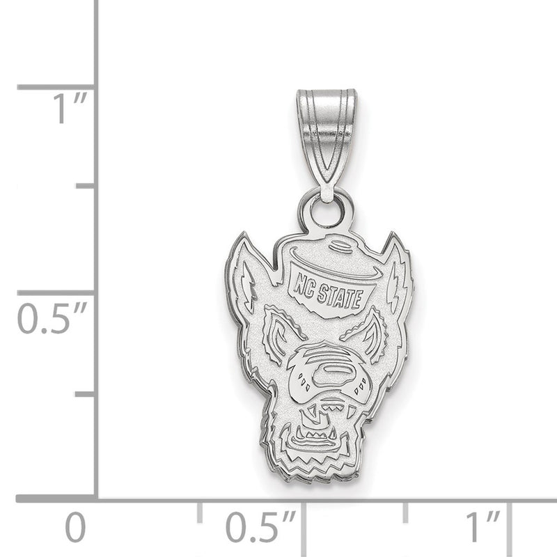Sterling Silver Rhodium Plated Logoart North Carolina State University Wolf Medium Pendant