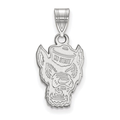 10K White Gold Logoart North Carolina State University Wolf Medium Pendant