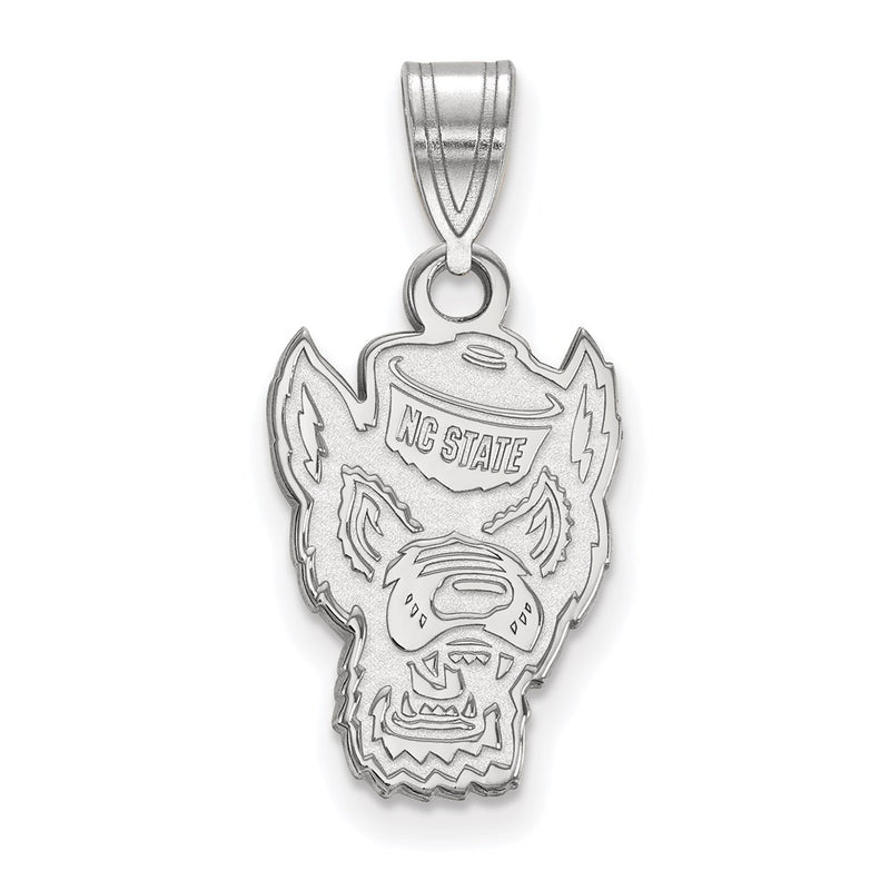 10K White Gold Logoart North Carolina State University Wolf Medium Pendant