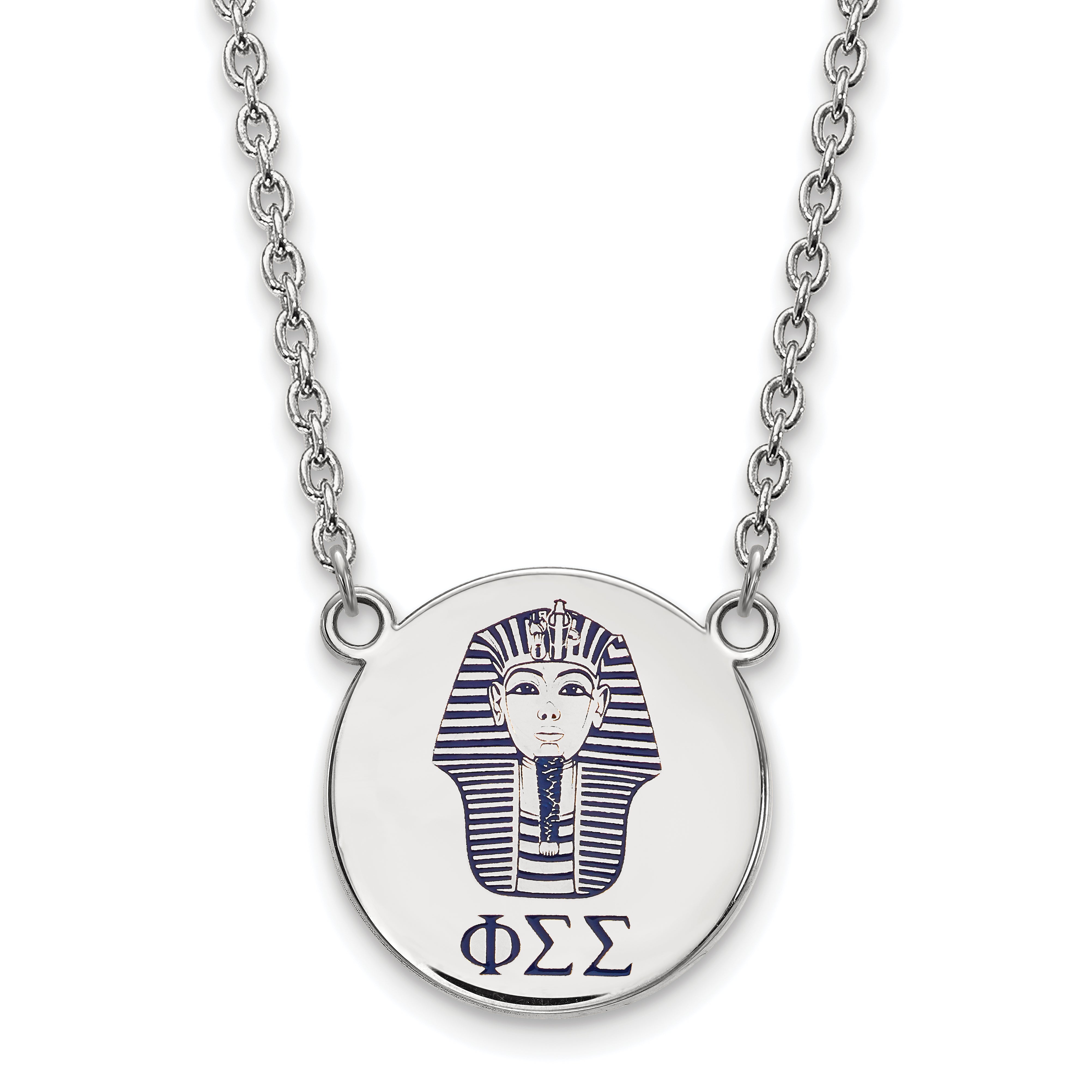 Sterling Silver Rhodium Plated Logoart Phi Sigma Sorority Symbol Large Color Enamel Pendant 18 Inch Necklace