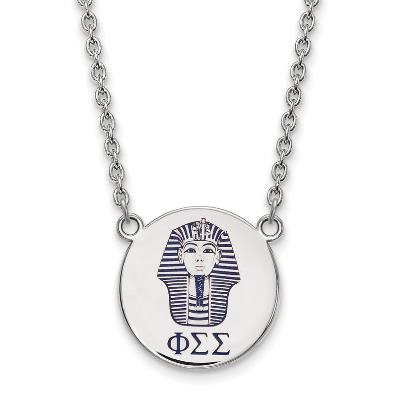 Sterling Silver Rhodium Plated Logoart Phi Sigma Sorority Symbol Large Color Enamel Pendant 18 Inch Necklace