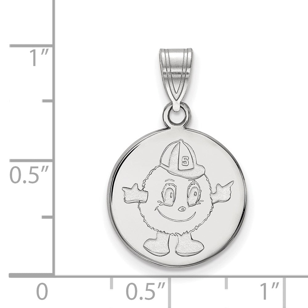 Sterling Silver Rhodium Plated Logoart Syracuse University Mascot Medium Disc Pendant