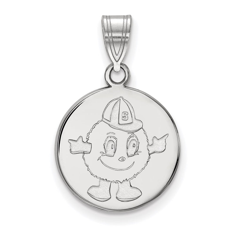 Sterling Silver Rhodium Plated Logoart Syracuse University Mascot Medium Disc Pendant