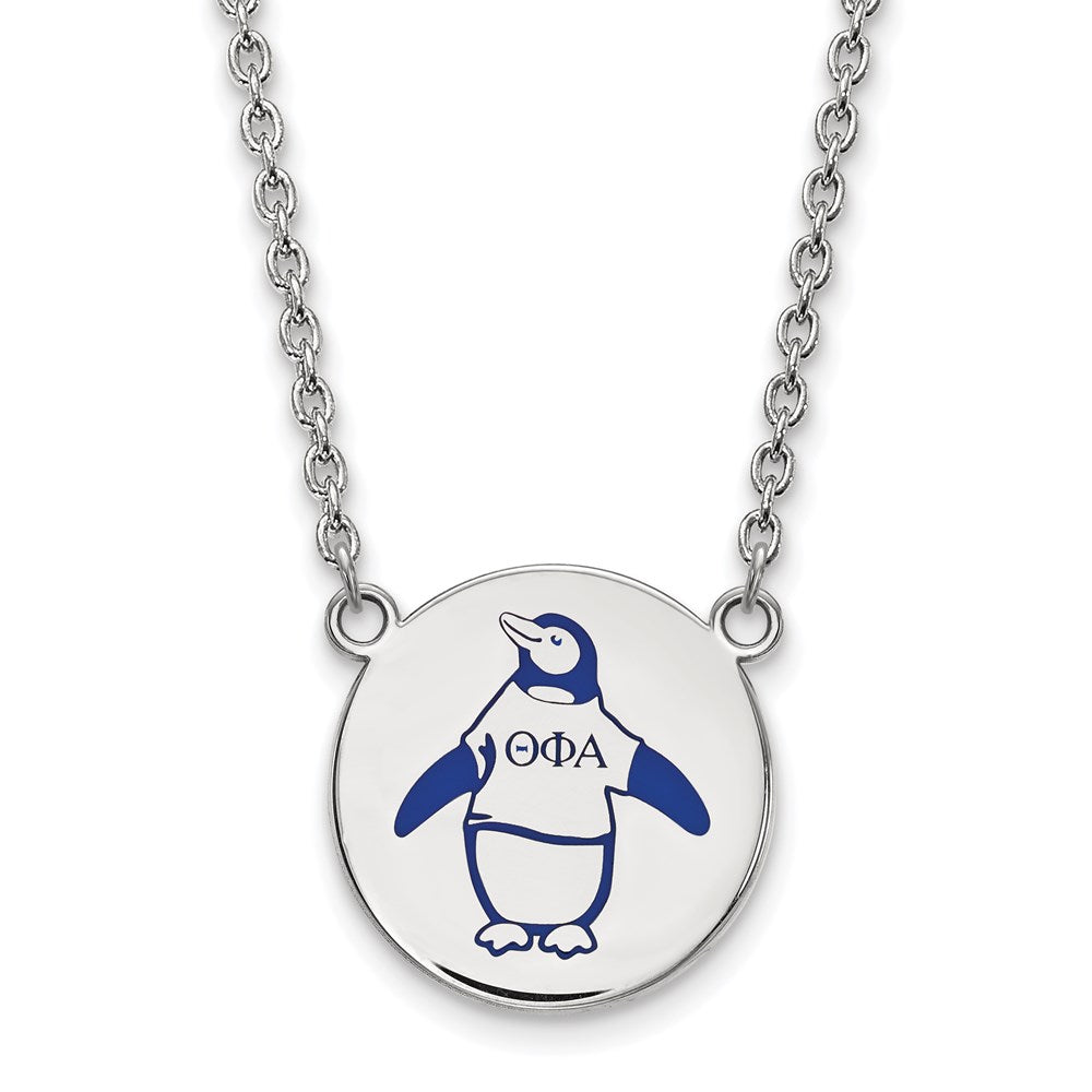 Sterling Silver Rhodium Plated Logoart Theta Phi Alpha Sorority Symbol Large Color Enamel Pendant 18 Inch Necklace