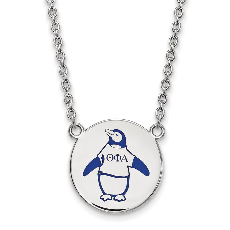 Sterling Silver Rhodium Plated Logoart Theta Phi Alpha Sorority Symbol Large Color Enamel Pendant 18 Inch Necklace